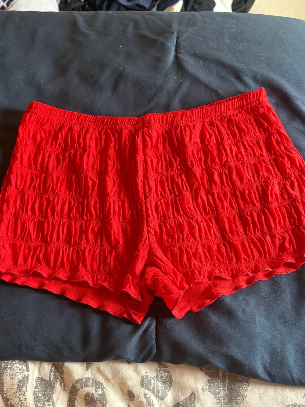 SHEIN Red Smocked Lounge Shorts